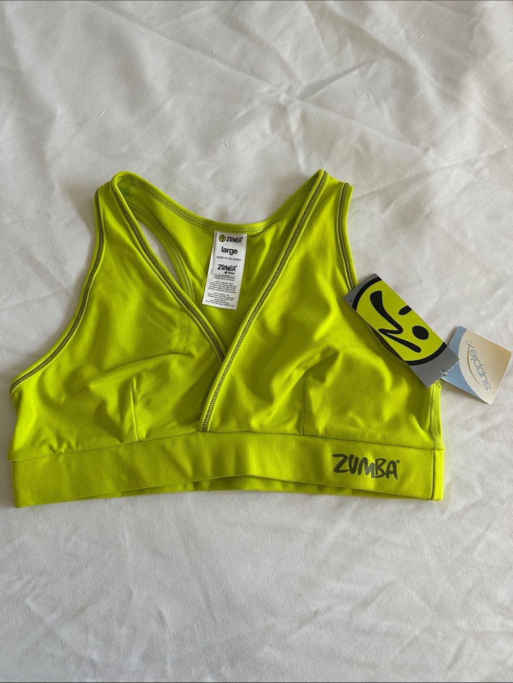 Zumba Fitness Neon Lime Green Racerback Sports Bra